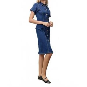 NEW POLAGRAM lone star denim dress in blue